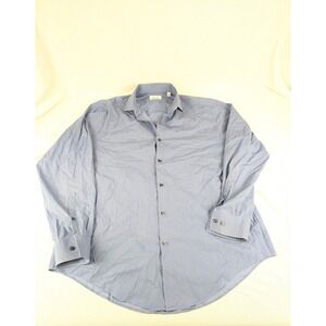 Calvin Klein Men's Slim‎ Fit Short Sleeve Button-Down Shirt Blue Size L